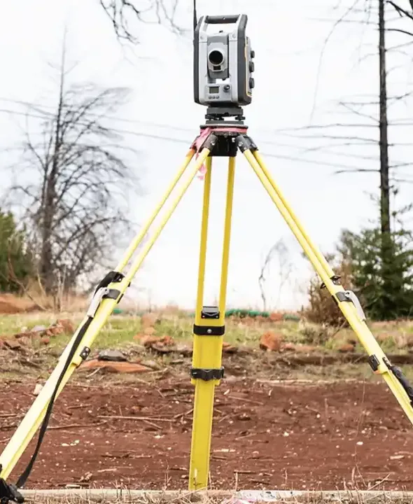 Total station set up for a topographical survey in Scotland
